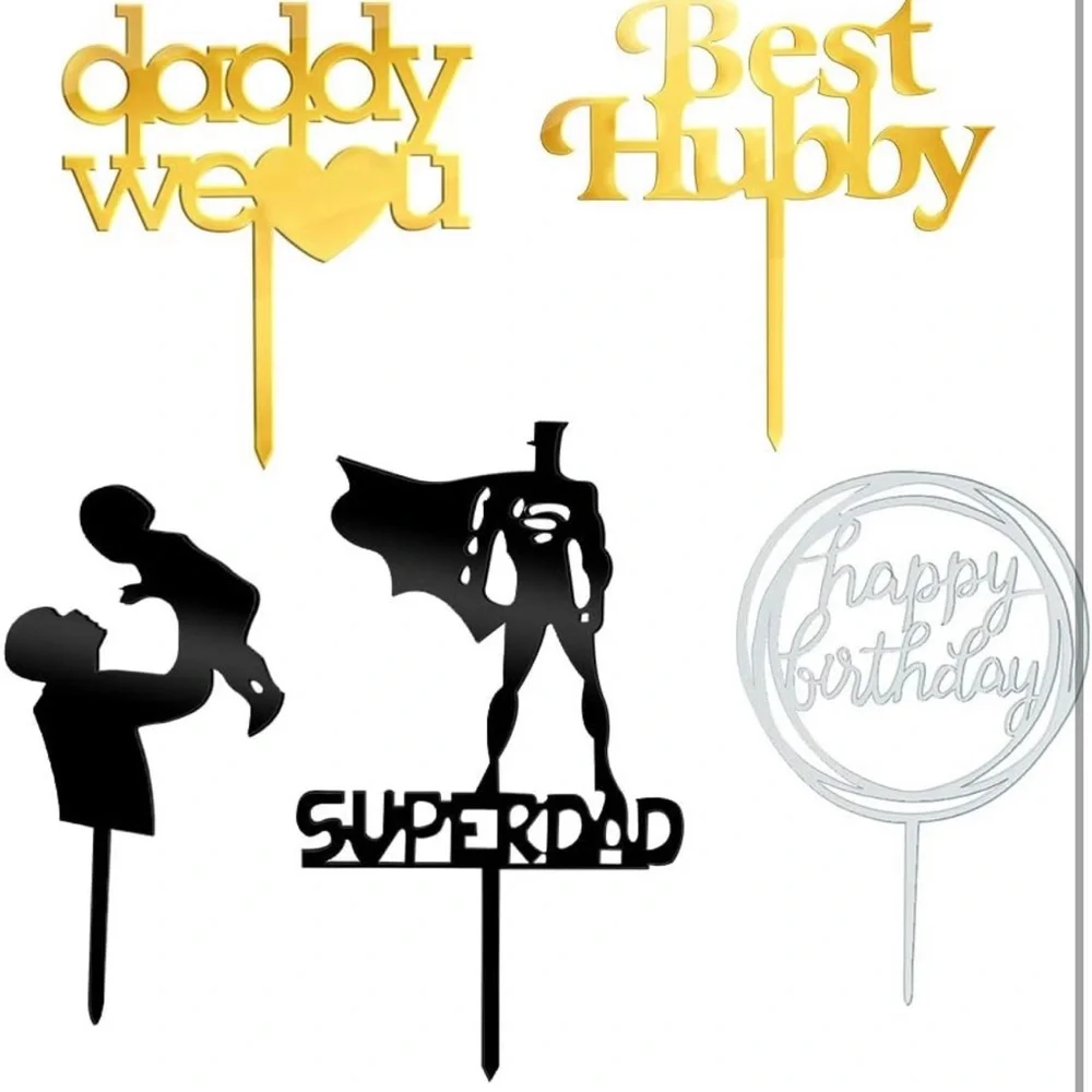 Superhero Cake Topper Set - Gold and Black